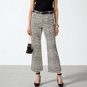 J. Crew Leopard Crop Kick Out Cotton Brown Tan Sailor style Jean Pant 29P